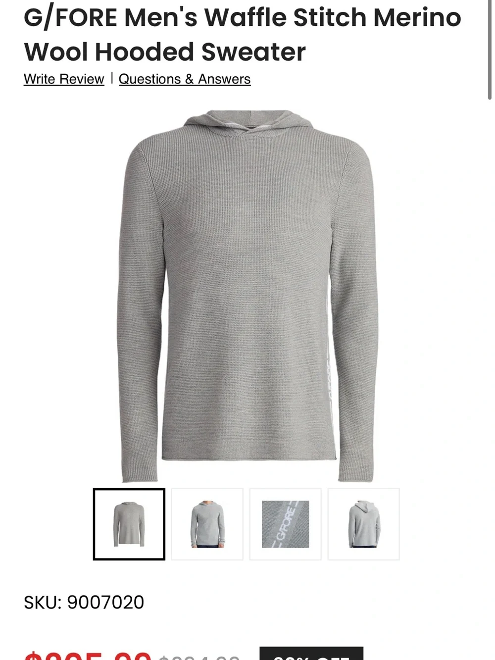 G/FORE Men's Grey wool hoodie XL